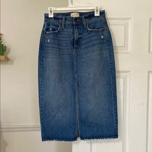 Blue Denim Midi Skirt with Slit. Universal Threads